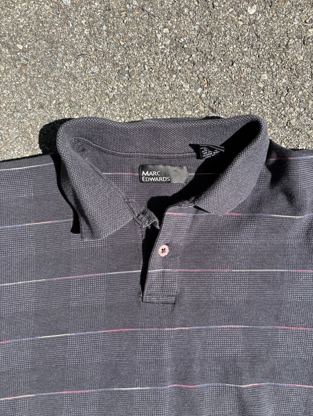 Marc New York dark gray striped polo shirt